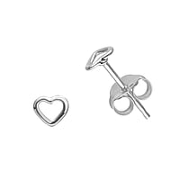 Silver ear studs Width:4mm. Shiny.  Heart Love