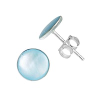 Silver ear studs with Sea shell. Diameter:7mm.