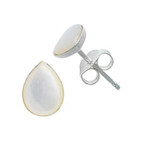 Silver ear studs with Sea shell. Width:6mm.  Drop drop-shape waterdrop