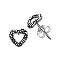 Silver ear studs Width:8mm.  Heart Love