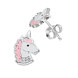 Kids earring Silver 925 Crystal Epoxy Unicorn