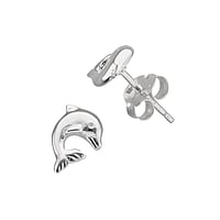 Boucles d'oreilles pour des enfants en Argent 925. Largeur:6mm. brillant.  Dauphin