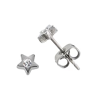 Titanium ear studs with Crystal. Width:4,5mm. Shiny.  Star