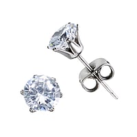 Titanium stud earrings with zirconia Stone(s) are fixed in setting.