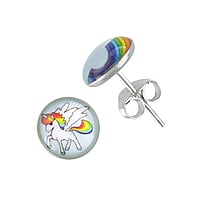 Orecchini per bambini in Argento 925 con Resina epossidica. Larghezza:7,5mm.  Einhorn