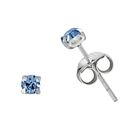 Zilver oor stud met Kristal. Breedte:3mm. Steen/stenen met vatting gefixeerd.