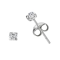 Silber Ohrstecker mit Kristall. Breite:3mm. Stein(e) durch Fassung fixiert.