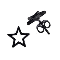 Titanium ear studs with Black PVD-coating. Width:10mm. Shiny.  Star