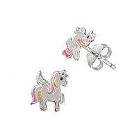 Orecchini per bambini con Smalto. Larghezza:7mm.  Einhorn