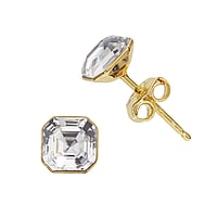 Silver ear studs with Gold-plated and Premium crystal. Width:6,5mm.