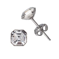 Zilver oor stud met Premium kristal. Breedte:6,5mm.