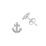 Silver ear studs Silver 925 zirconia Anchor rope ship