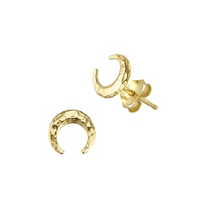 Silver ear studs Silver 925 PVD-coating (gold color) Moon Half_moon Half-moon