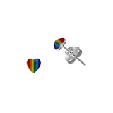 Silber Ohrstecker Silber 925 Epoxiharz Herz Liebe Regenbogen