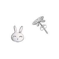 Boucles d'oreilles pour des enfants Largeur:10mm. Longueur:13,5mm. brillant.  Lapin de garenne