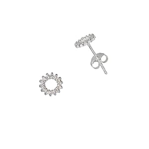 Silver ear studs Silver 925 zirconia Flower