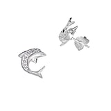 Silver ear studs Silver 925 zirconia Fish Dolphin