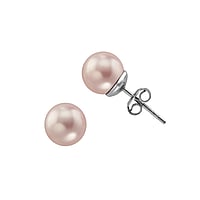 Silver ear studs with High quality synthetic pearl with a crystal core.