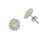 Pendientes de plata Plata 925 Revestimiento PVD (color oro) Circonita Flor