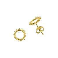 Silver ear studs with PVD-coating (gold color). Width:9mm. Shiny.