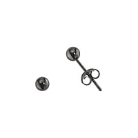 Silver ear studs with Black Ruthenium plating. Shiny.