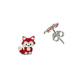 Kids earring Silver 925 Epoxy Dog Wolf