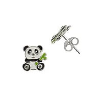 Orecchini per bambini in Argento 925 con Resina epossidica e Cristallo. Larghezza:8mm.