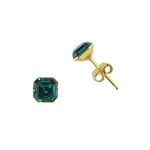 Silver ear studs Silver 925 PVD-coating (gold color) Crystal