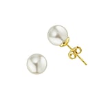 Silver ear studs Silver 925 High quality synthetic pearl with a crystal core PVD-coating (gold color)