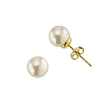 Silver ear studs Silver 925 High quality synthetic pearl with a crystal core PVD-coating (gold color)