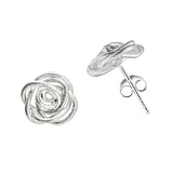 Silver ear studs Silver 925 Flower Leaf Plant_pattern Rose