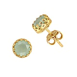 Shrestha Designs Silber Ohrstecker Silber 925 Gold-Beschichtung (vergoldet) Aqua Chalcedon Krone