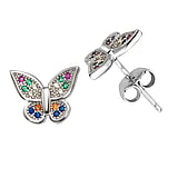 Silver ear studs Silver 925 zirconia Butterfly