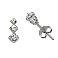 Silver ear studs with platinized silver 925 . Width:4mm. Length:9,7mm. Shiny. Stone(s) are fixed in setting.