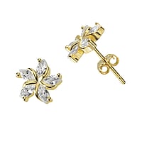 Clous d'oreille en argent avec Zircon. Largeur:9mm. Pierre(s) fixe(s) par la monture. brillant.