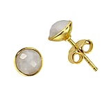 PROTSAAH Silver ear studs Silver 925 Gold-plated Rainbow Moonstone