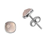 PROTSAAH Silver ear studs Silver 925 Rose quartz