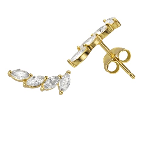 BY SIMON - COPPIA ORECCHINI ARGENTO PLACCATO ORO CERCHI CON ZIRCONI - BY SIMON DONNA - Oro in Euro