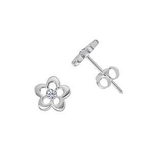 Silver ear studs Silver 925 Crystal Flower