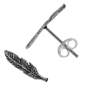 Silver ear studs Silver 925 Feather