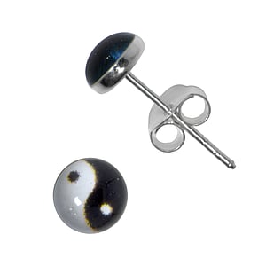 Silber Ohrstecker Silber 925 Epoxiharz Yin_Yang