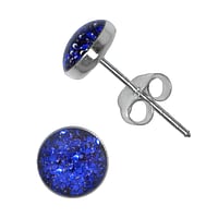 Silver ear studs with Epoxy. Diameter:6mm.