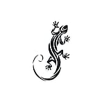 Fake-Tattoo mit Auf Papier gedruckte Farbe und Hautvertrglicher Klebstoff. Breite:5cm. Hhe:8,3cm.  Salamander Gecko Gekko Eidechse