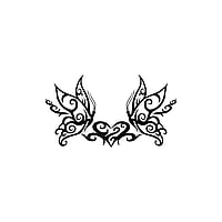 Fake-Tattoo avec Couleur imprime sur papier et Adhsif bien tolr par la peau. Largeur:9,5cm. Hauteur:5cm.  Dessin tribal Motif tribal Papillon Coeur Amour