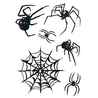 Fake Tattoo with Color printed on paper and Skin friendly adhesive. Width:10cm. Height:13,8cm.  Spider Spider web