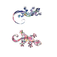 Fake-tattoo met In kleur gedrukt op papier en Huidvriendelijke lijm. Breedte:5,9cm. Hoogte:8,0cm.  salamander gekko gecko hagedis