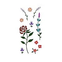 Fake-Tattoo mit Auf Papier gedruckte Farbe und Hautvertrglicher Klebstoff. Breite:3,2cm. Hhe:7cm.  Blume Blatt Pflanzenmuster Florales Muster Kleeblatt