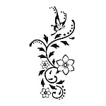 Fake-Tattoo avec Couleur imprime sur papier et Adhsif bien tolr par la peau. Largeur:4,8cm. Hauteur:9,8cm.  Fleur Feuille Motif floral Papillon