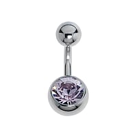 Titanium belly piercing with Crystal. Thread:1,6mm. Bar length:6mm. Closure ball:5mm.