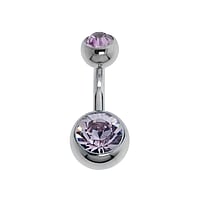Titanium belly piercing with Crystal. Thread:1,6mm. Bar length:6mm. Closure ball:5mm.